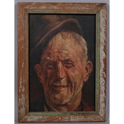 753 - Jozef Goethal, head portrait of a man, oil on board, signed, 34cm x 23cm, framed