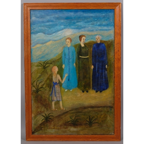 757 - M Coni?, figures in landscape, oil on canvas, signed, 76cm x 50cm, framed