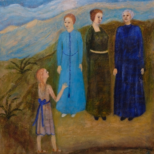 757 - M Coni?, figures in landscape, oil on canvas, signed, 76cm x 50cm, framed