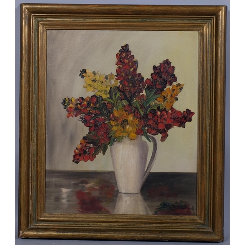 758 - Spaj Atkinson (born 1899), still life flowers, oil on canvas, signed, 60cm x 50cm, framed