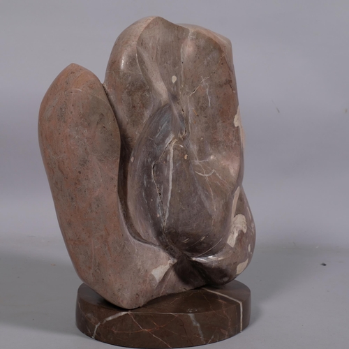 762 - Abstract marble sculpture on stand, height 38cm