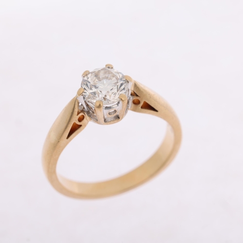 1106 - An 18ct gold 1.13ct solitaire diamond ring, claw set with modern round brilliant-cut diamond, colour... 