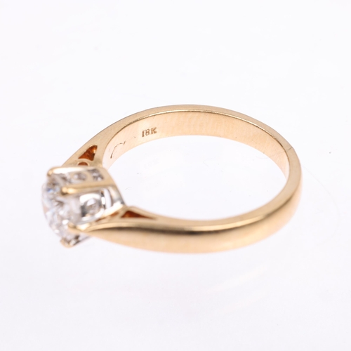 1106 - An 18ct gold 1.13ct solitaire diamond ring, claw set with modern round brilliant-cut diamond, colour... 