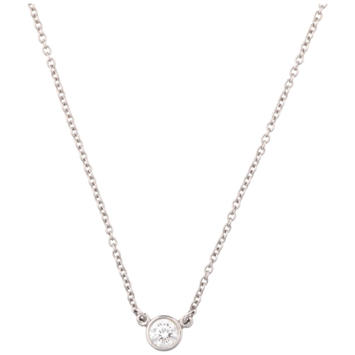 1140 - ELSA PERETTI for TIFFANY & CO - a platinum 0.15ct solitaire diamond pendant necklace, 40cm, 2.5g, wi... 