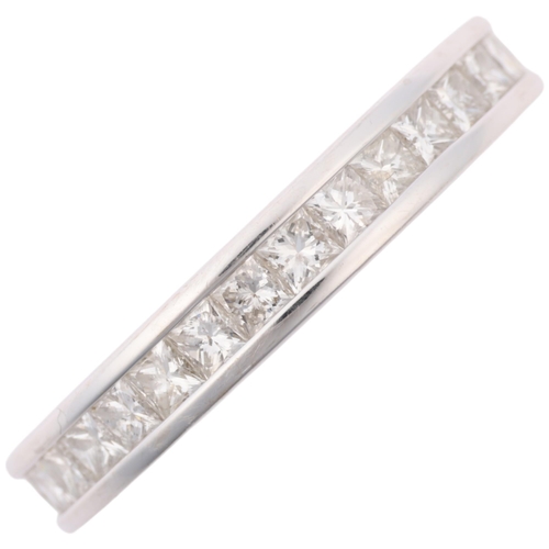 1143 - An 18ct white gold diamond full eternity band ring, maker SG, channel set with Princess-cut diamonds... 