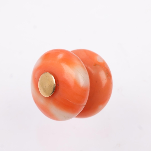 1165 - A Victorian coral button bead pendant, with cannetille mount, 24.8mm, 8.6g