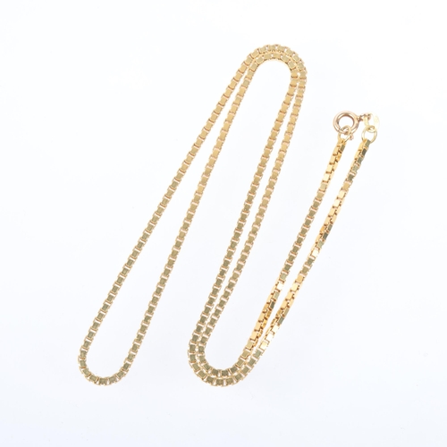 An 18ct gold box link chain necklace, 50cm, 15.9g