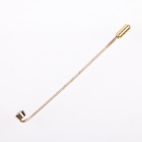 1262 - An early 20th century 0.25ct solitaire diamond stickpin, colour approx L/M, clarity approx I1/I2, ov... 