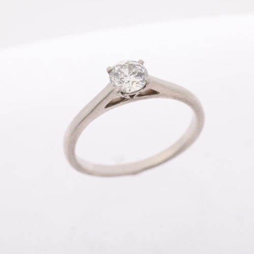 1269 - A modern platinum 0.5ct solitaire diamond ring, claw set with modern round brilliant-cut diamond, co... 