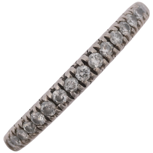 1270 - A modern platinum diamond half eternity ring, claw set with modern round brilliant-cut diamonds, tot... 