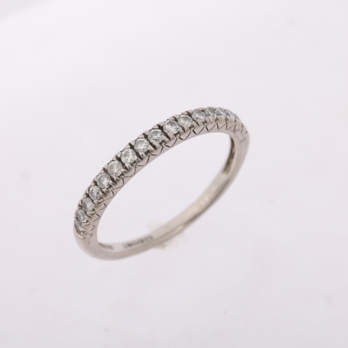 1270 - A modern platinum diamond half eternity ring, claw set with modern round brilliant-cut diamonds, tot... 