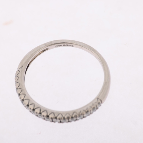 1270 - A modern platinum diamond half eternity ring, claw set with modern round brilliant-cut diamonds, tot... 