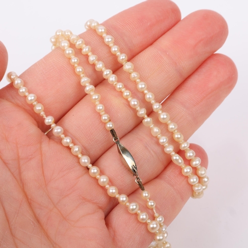 1280 - A Vintage single-strand pearl bead necklace, with 9ct white gold barrel clasp, pearls measure approx... 