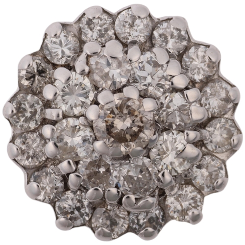 1286 - An 18ct white gold diamond flowerhead cluster ring, total diamond content approx 1.45ct, setting hei... 