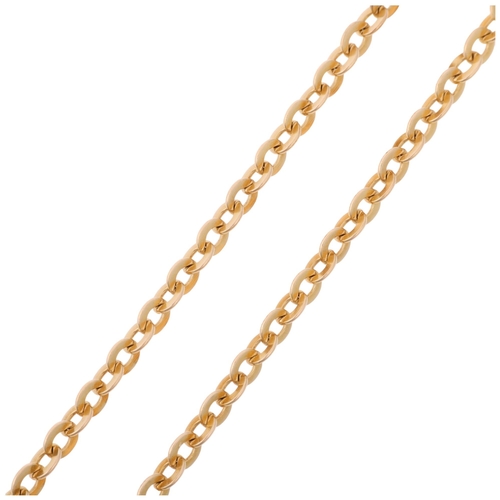 1300 - A late 20th century 9ct gold flat belcher link chain necklace, maker RW, import London 1979, 40cm, 8... 