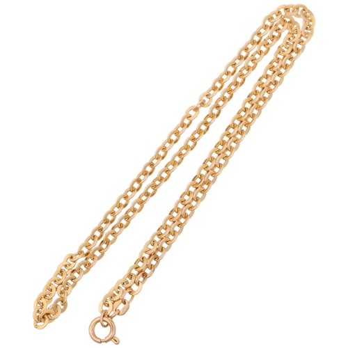 1300 - A late 20th century 9ct gold flat belcher link chain necklace, maker RW, import London 1979, 40cm, 8... 