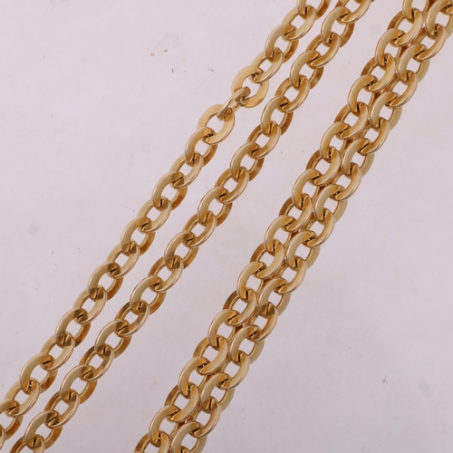 1300 - A late 20th century 9ct gold flat belcher link chain necklace, maker RW, import London 1979, 40cm, 8... 