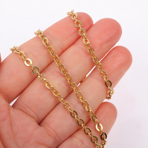 1300 - A late 20th century 9ct gold flat belcher link chain necklace, maker RW, import London 1979, 40cm, 8... 