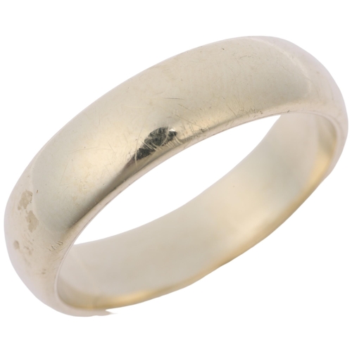 1317 - A large unmarked gold wedding band ring, tests as 9ct, band width 6.6mm, size Z+, 12.1g