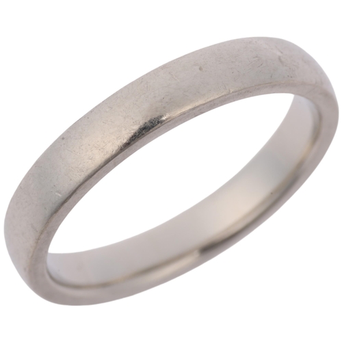 1321 - A modern platinum wedding band ring, band width 3.1mm, size L, 3g