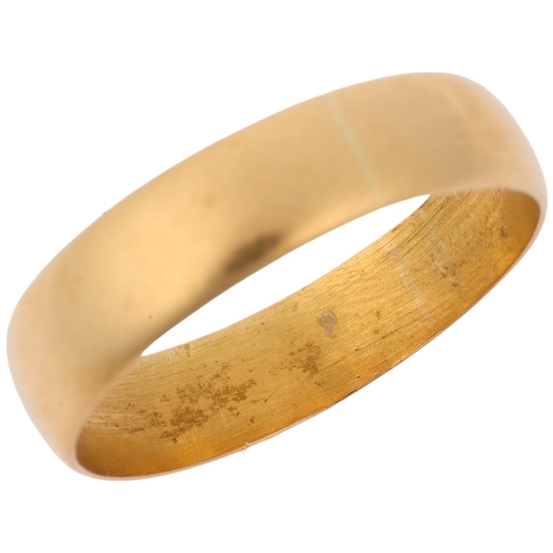 1323 - An early 20th century 22ct gold wedding band ring, indistinct maker, London 1904, band width 4.8mm, ... 