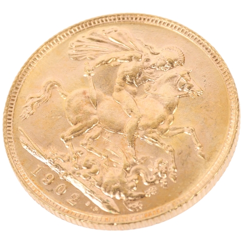 1337 - An Edward VII 1902 gold full sovereign coin, Perth Mint, 7.9g