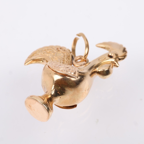 1340 - A Portuguese 800 gold figural rooster charm/pendant, 30.2mm, 3.1g