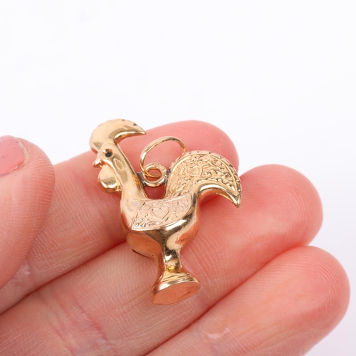 1340 - A Portuguese 800 gold figural rooster charm/pendant, 30.2mm, 3.1g