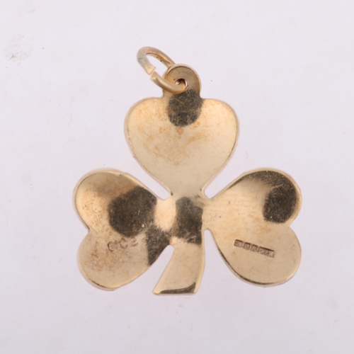 1341 - An Irish 9ct gold novelty shamrock charm/pendant, maker O'C2, Dublin 1967, 23.8mm, 4.4g