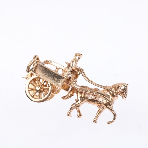 1343 - A late 20th century Irish 9ct gold novelty horse and cart charm/pendant, indistinct maker, Dublin 19... 