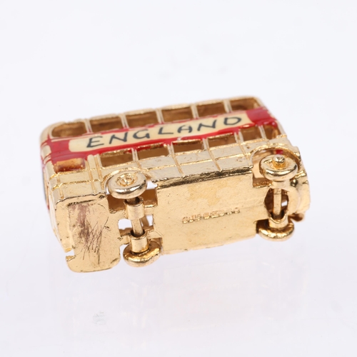 1347 - A late 20th century 9ct gold novelty London double-decker bus charm/pendant, maker GJ Ltd, indistinc... 