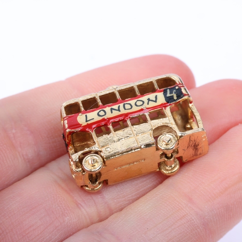 1347 - A late 20th century 9ct gold novelty London double-decker bus charm/pendant, maker GJ Ltd, indistinc... 