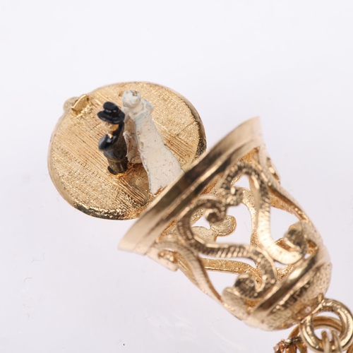 1348 - A late 20th century 9ct gold novelty wedding bell and couple charm/pendant, maker IJ Ltd, London 197... 