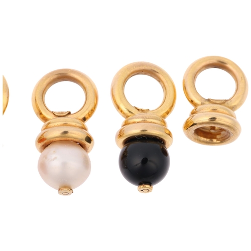 1357 - A set of 5 Italian 9ct gold hardstone charms, and another mount, largest 23.5mm, 10.7g gross (6)