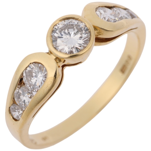 1360 - A late 20th century 18ct gold diamond dress ring, maker VJ, import London 1987, total diamond conten... 