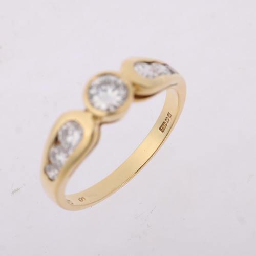 1360 - A late 20th century 18ct gold diamond dress ring, maker VJ, import London 1987, total diamond conten... 