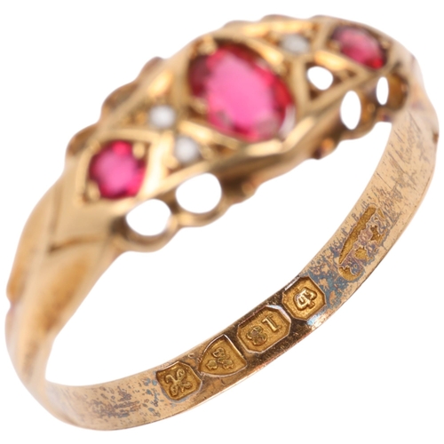 1374 - An early 20th century 18ct gold seven stone paste and diamond half hoop ring, maker EJE, Chester 190... 