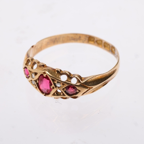 1374 - An early 20th century 18ct gold seven stone paste and diamond half hoop ring, maker EJE, Chester 190... 