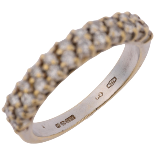 1376 - A late 20th century 18ct gold diamond double-row half eternity ring, maker VJ, import London 1986, s... 