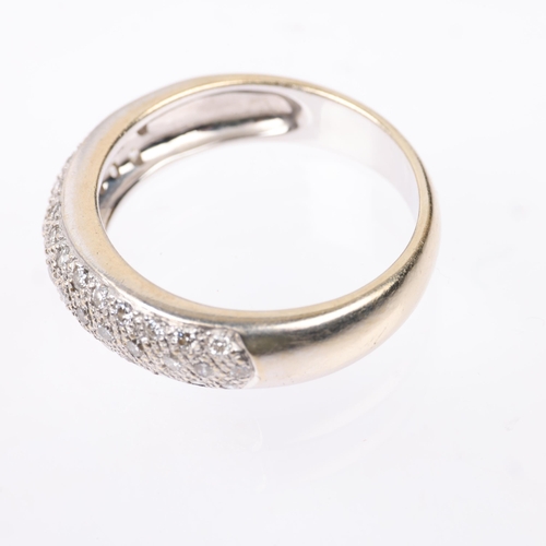 1386 - A modern 18ct white gold pave diamond band ring, set with modern round brilliant-cut diamonds, total... 