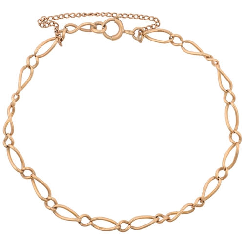 1396 - A mid-20th century 9ct gold figaro link chain bracelet, Birmingham 1961, 18cm, 4.6g