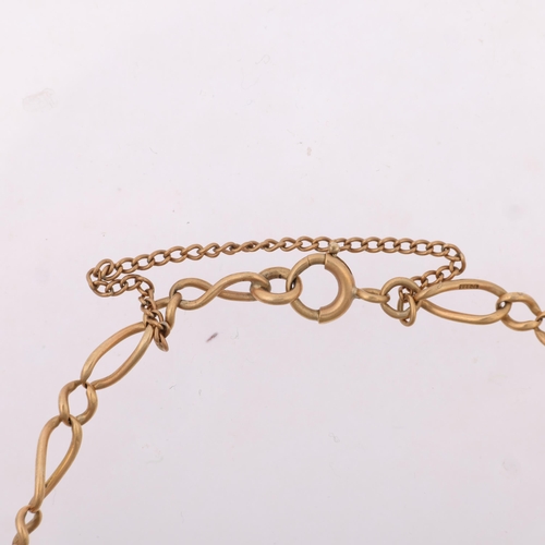 1396 - A mid-20th century 9ct gold figaro link chain bracelet, Birmingham 1961, 18cm, 4.6g