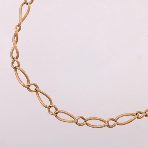 1396 - A mid-20th century 9ct gold figaro link chain bracelet, Birmingham 1961, 18cm, 4.6g