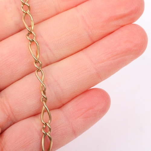 1396 - A mid-20th century 9ct gold figaro link chain bracelet, Birmingham 1961, 18cm, 4.6g