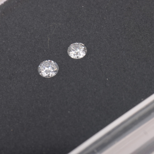 1407 - 2 unmounted 0.11ct modern round brilliant-cut diamonds, colour approx H-I, clarity approx VS, from t... 