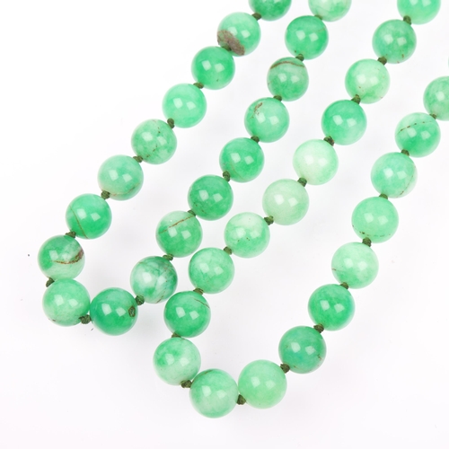 1412 - A long single-strand polished dyed quartz bead necklace, beads 12mm, necklace 96cm, 179.5g