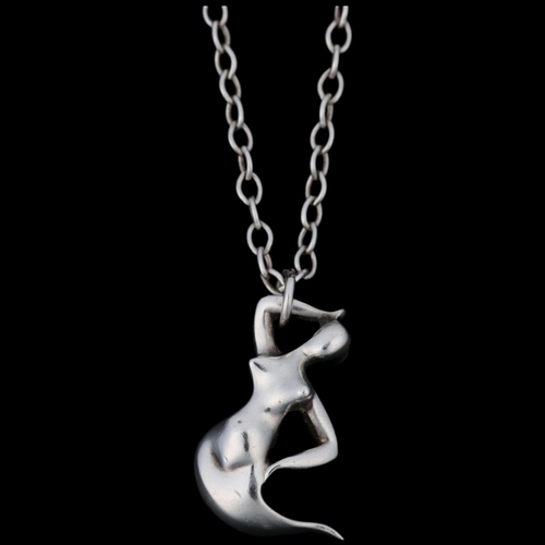 1470 - GEORG JENSEN - a Danish modernist sterling silver mermaid pendant necklace, model no. 45, on sterlin... 