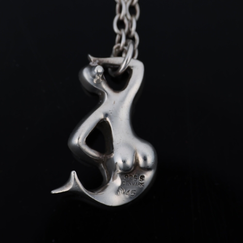 1470 - GEORG JENSEN - a Danish modernist sterling silver mermaid pendant necklace, model no. 45, on sterlin... 