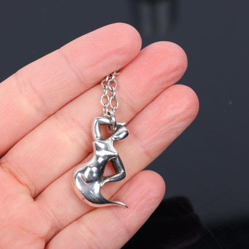 1470 - GEORG JENSEN - a Danish modernist sterling silver mermaid pendant necklace, model no. 45, on sterlin... 