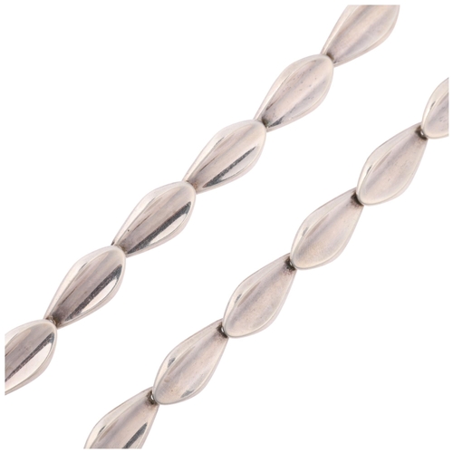 1499 - HERMAN SIERSBOL - a Danish modernist sterling silver leaf panel necklace, 40cm, 38.4g